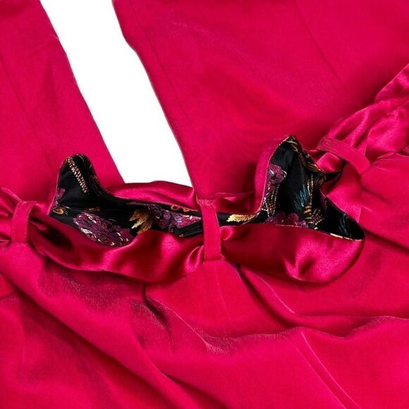 Diane Von Furstenberg silk assets hot pink silk crop pants with sash tie belt si - Picture 10 of 16